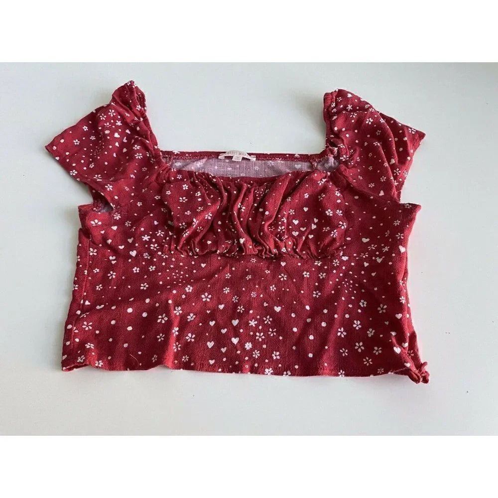 Lottie Moss Milkmaid Blouse Bustier Cropped Top Short Sleeve Sz S Red Check Pics